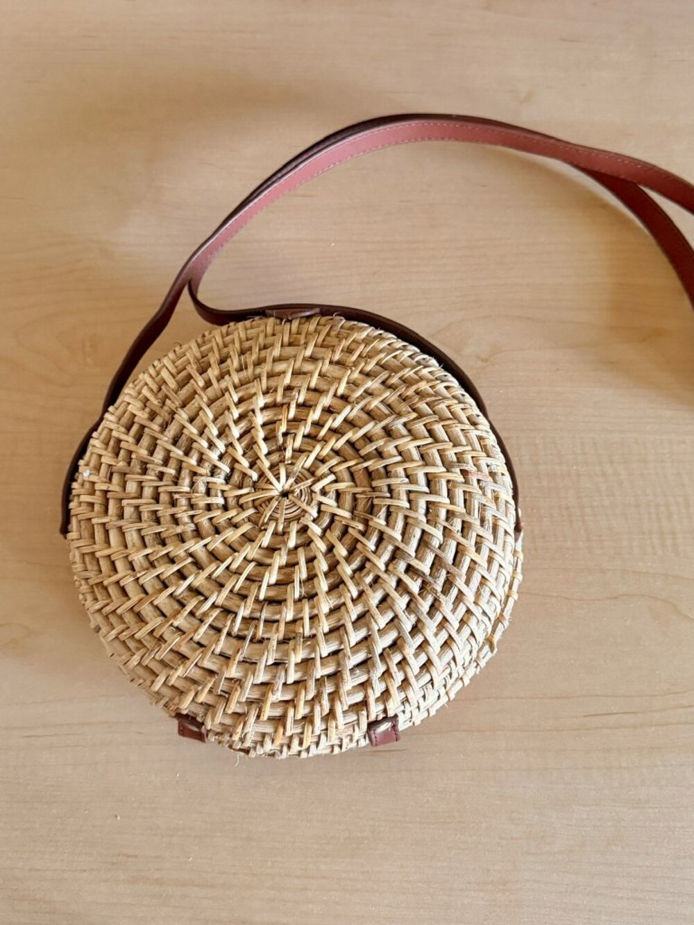 J.Crew Round Rattan Crossbody Bag - Natural Woven Straw Circle Purse